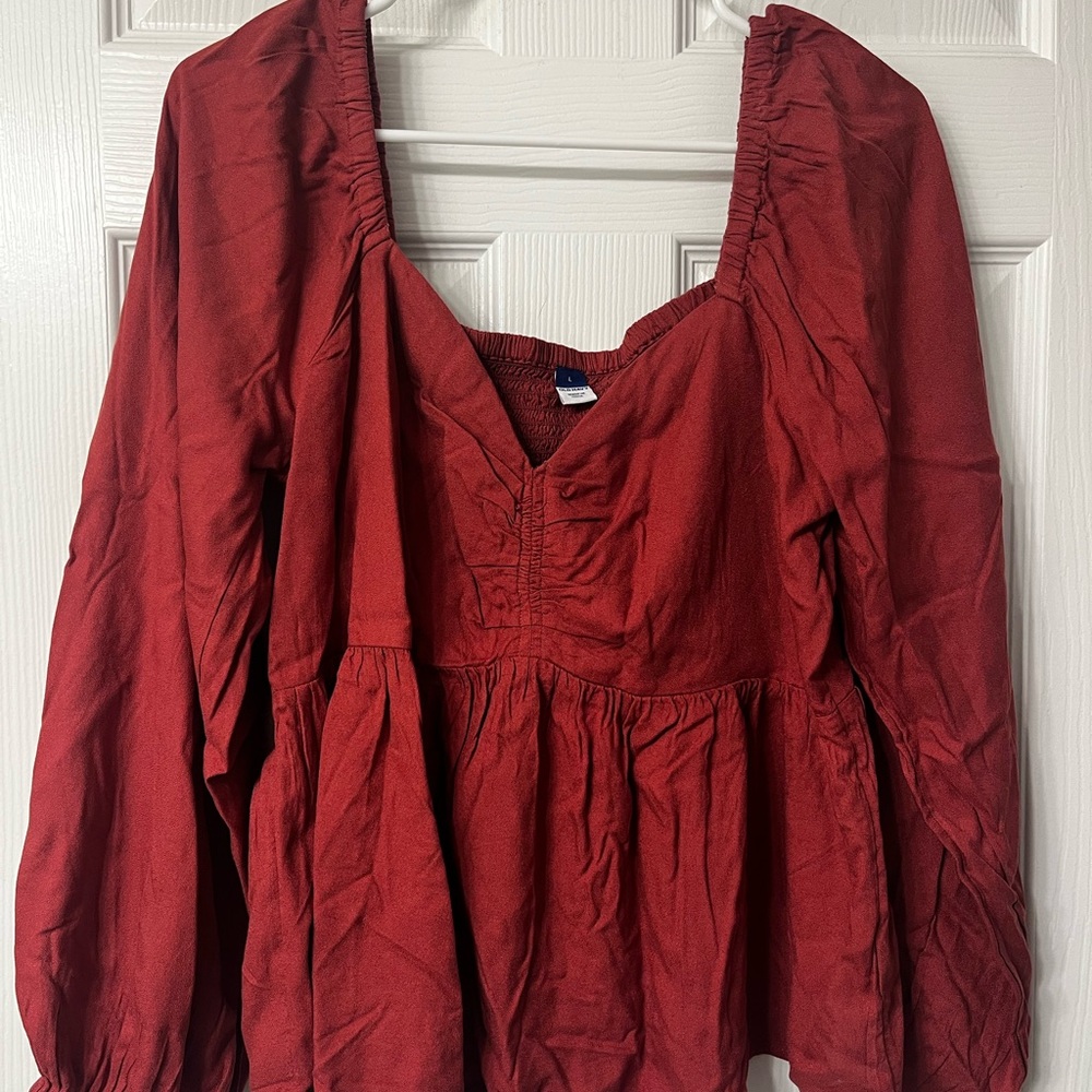 Old Navy Mauve sweetheart neck long sleeve blouse